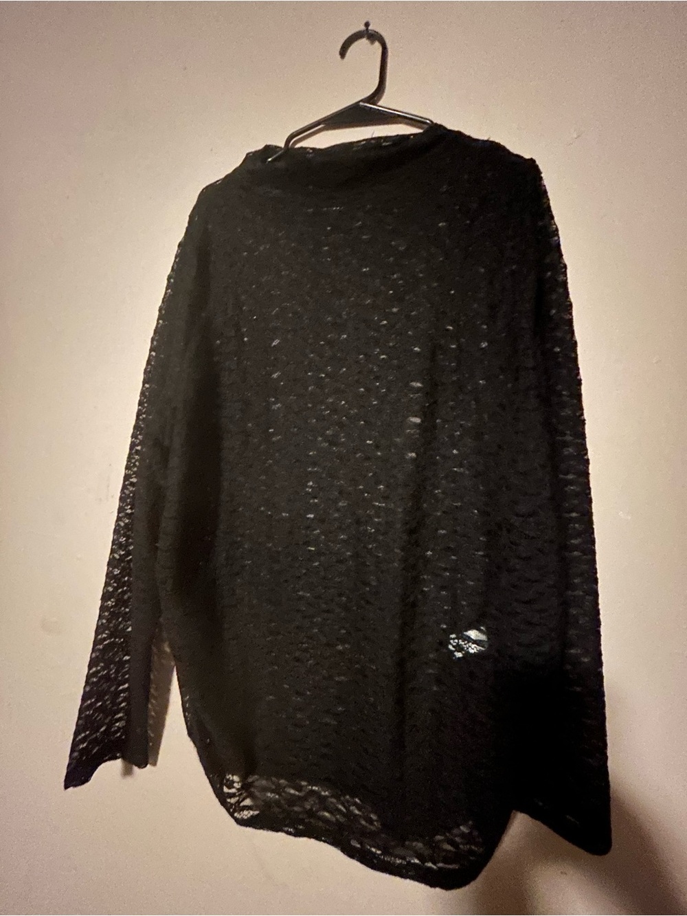 Lane Bryant Black Floral Lace Long Sleeve Top